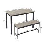 Dining Table Set, Bar Table with 2 Dining Benches, Kitchen Table Counter with Chairs, Industrial for Breakfast Table