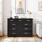 Bedroom dresser, 9 drawer long dresser with antique handles, wood chest of drawers for kids room, living room, entry and hallway