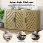 3-Door Sideboard with Adjustable Shelves and Black Handles