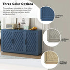 3-Door Sideboard with Adjustable Shelves and Black Handles