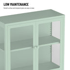 Four Glass Door Storage Cabinet with Adjustable Shelves and Feet Cold-Rolled Steel Sideboard Furniture