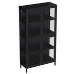 Four Glass Door Storage Cabinet with Adjustable Shelves and Feet Cold-Rolled Steel Sideboard Furniture