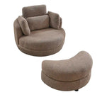 39W Oversized Swivel Chair,moon storage ottoman,Loveseat Circle Swivel Barrel Chairs Cuddle Sofa Lounger Armchair,4 Pillows