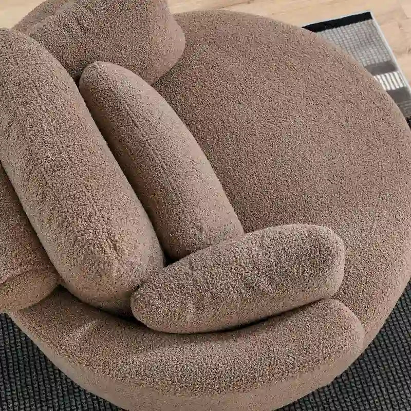 39W Oversized Swivel Chair,moon storage ottoman,Loveseat Circle Swivel Barrel Chairs Cuddle Sofa Lounger Armchair,4 Pillows