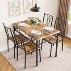 Dining Table Set for 4, Kitchen Table with 2 Upholstered Benches