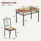 Dining Table Set for 4, Kitchen Table with 2 Upholstered Benches