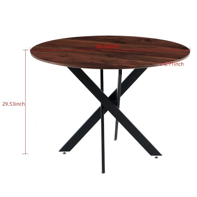 1+4,5 Pieces Dining Set, 42.1 Table Metal Leg Mid-century Dining Table For 4-6 People With Mdf Table Top, Pedestal Dining Table