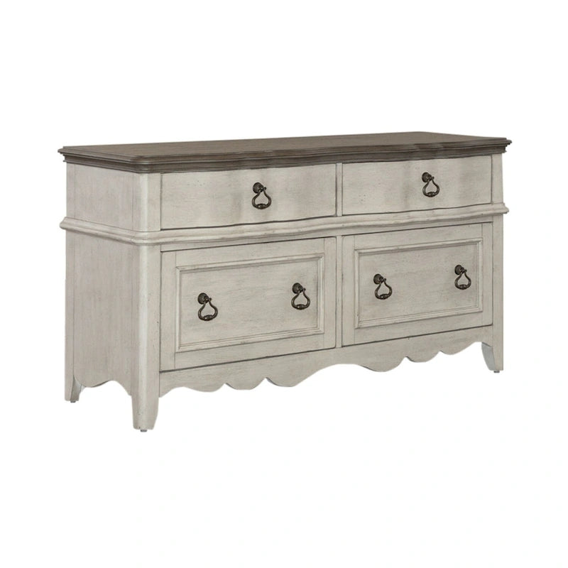 Chesapeake Wirebrushed Antique White Credenza - Width 56 x Depth 21 x Height 30