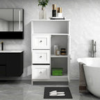 23.6W White Bathroom Freestanding Storage Cabinet Wood Linen Cabinet