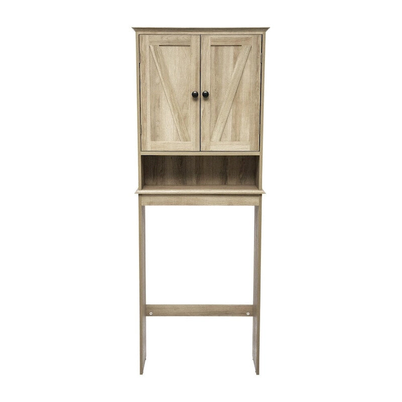 Brown Farmhouse Over the Toilet Cabinet Storage Organizer with 2 Shelves