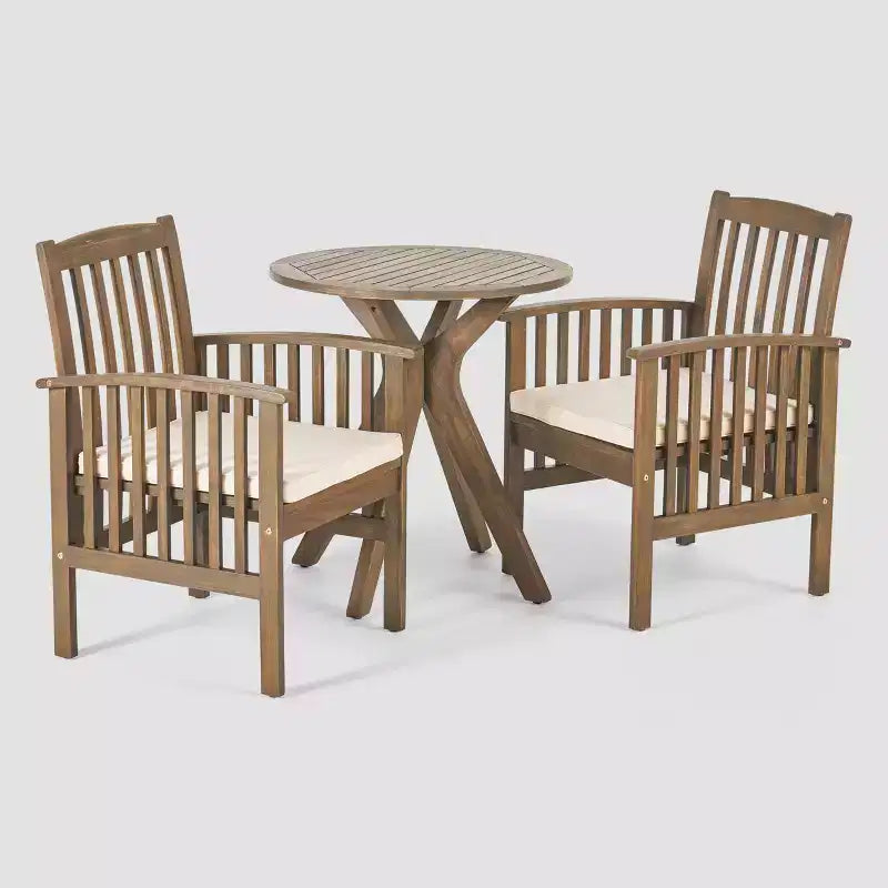 Casa 3pc Acacia X Leg Bistro Dining - Christopher Knight