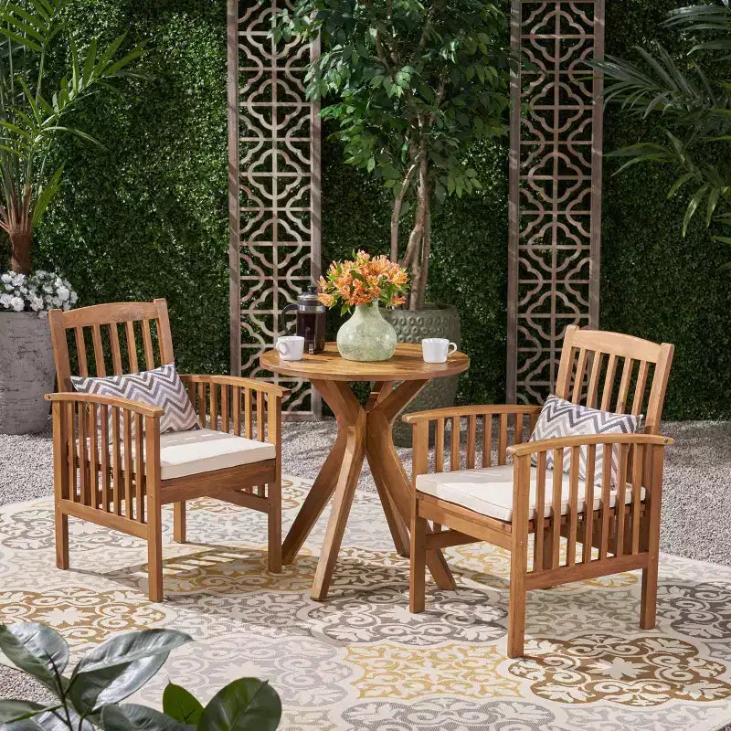 Casa 3pc Acacia X Leg Bistro Dining - Christopher Knight
