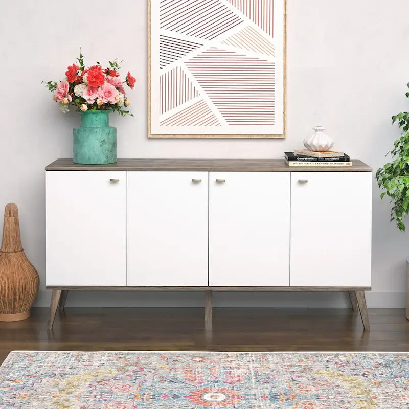 Prepac Milo Mid-Century Modern 4-Door Buffet - 64 W x 32 H x 16 D