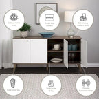 Prepac Milo Mid-Century Modern 4-Door Buffet - 64 W x 32 H x 16 D