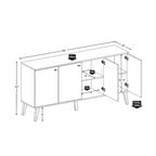 Prepac Milo Mid-Century Modern 4-Door Buffet - 64 W x 32 H x 16 D