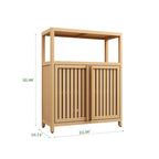 Bamboo Storage Cabinet, Freestanding Bathroom Cabinet with 2 Louvered Doors, Floor-Standing Cabinet