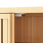 Bamboo Storage Cabinet, Freestanding Bathroom Cabinet with 2 Louvered Doors, Floor-Standing Cabinet