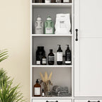 Elegant White Buffet Cabinet with Rotating Drawers Laundry Cabinet