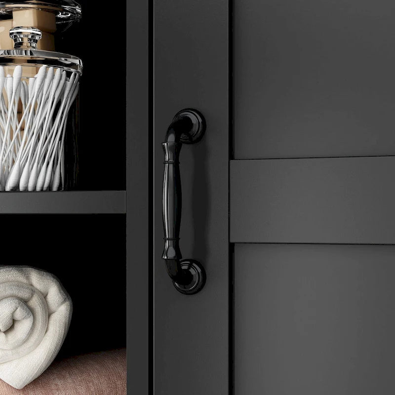 Elegant White Buffet Cabinet with Rotating Drawers Laundry Cabinet
