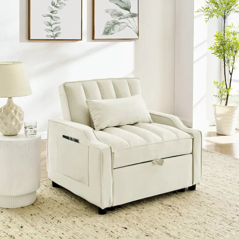 Velvet Pull Out Armchair
