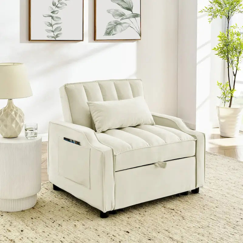 Velvet Pull Out Armchair