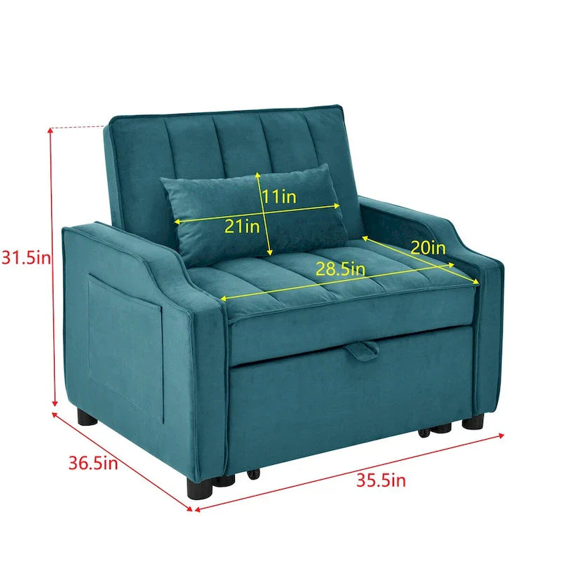 Velvet Pull Out Armchair