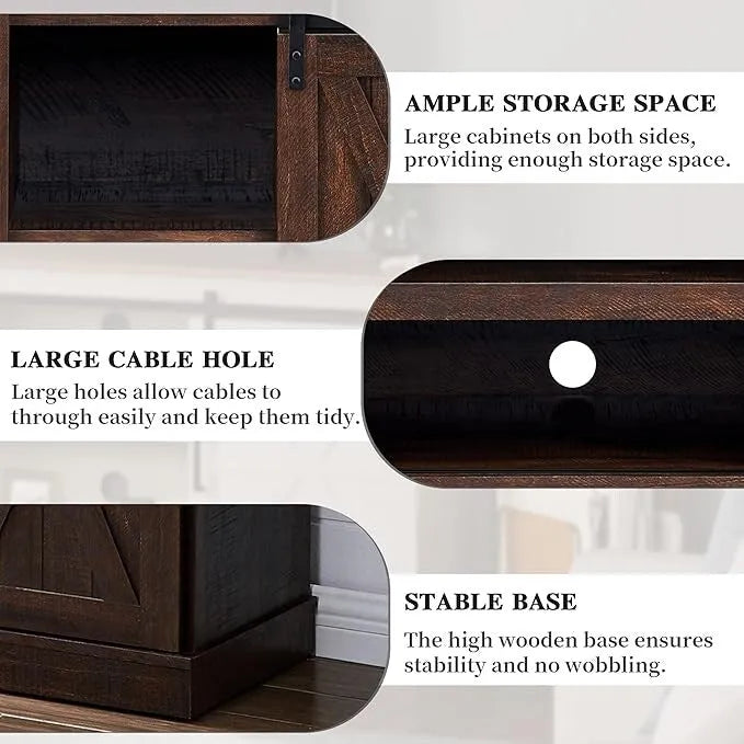 Wood Media Console TV Stand Entertainment Center