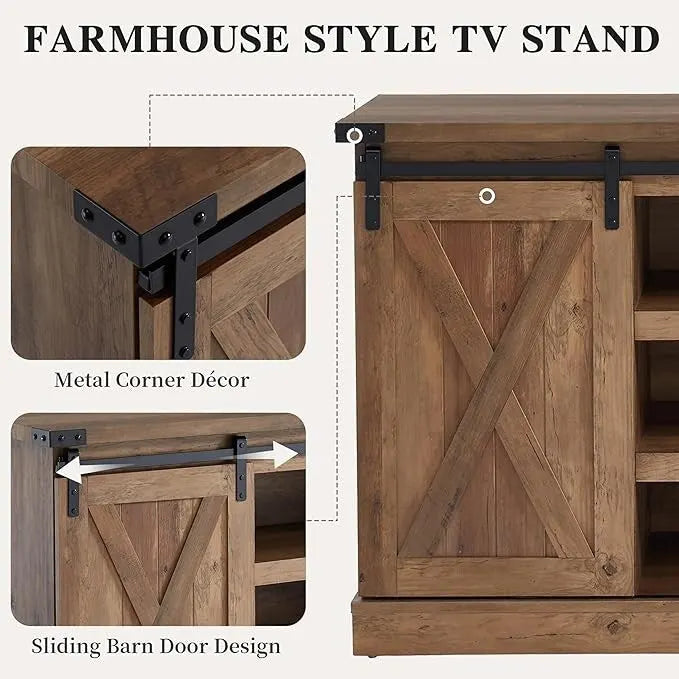 Wood Media Console TV Stand Entertainment Center