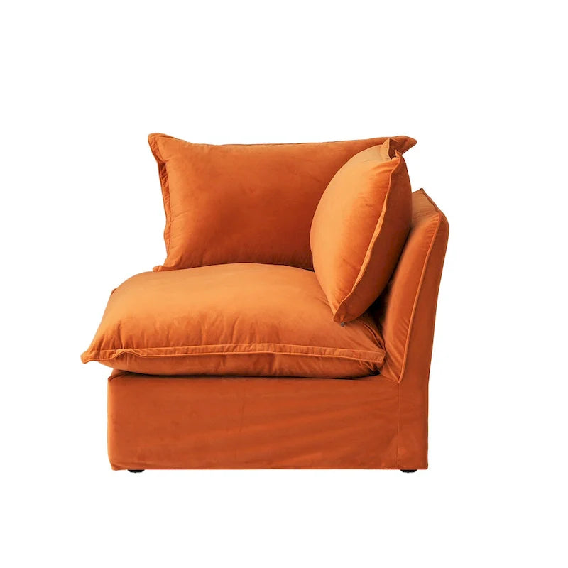 Modular Sectional Sofa Couch, Velvet 3 or 4 Seater Sofa, Minimalist Style Comfy Sofa Couch for Living Room Apartment