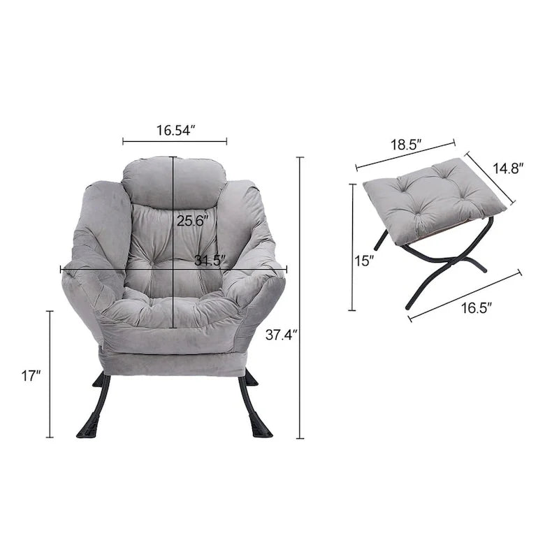 Accent Contemporary Lounge Chair, Single Steel Frame Sofa Chair with Armrests and A Side Pocket,with ottoman,with footrest