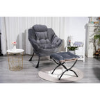 Accent Contemporary Lounge Chair, Single Steel Frame Sofa Chair with Armrests and A Side Pocket,with ottoman,with footrest