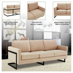 Leisuremod Lincoln 3-Seater Upholstered Velvet Sofa with Black Stainless-Steel Base