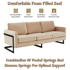 Leisuremod Lincoln 3-Seater Upholstered Velvet Sofa with Black Stainless-Steel Base