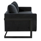Leisuremod Lincoln 3-Seater Upholstered Velvet Sofa with Black Stainless-Steel Base