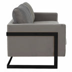 Leisuremod Lincoln 3-Seater Upholstered Velvet Sofa with Black Stainless-Steel Base