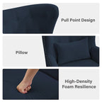 Classic Nailhead Trim Corduroy Wingback Armchair with a Lumbar Pillow and Rubberwood Legs