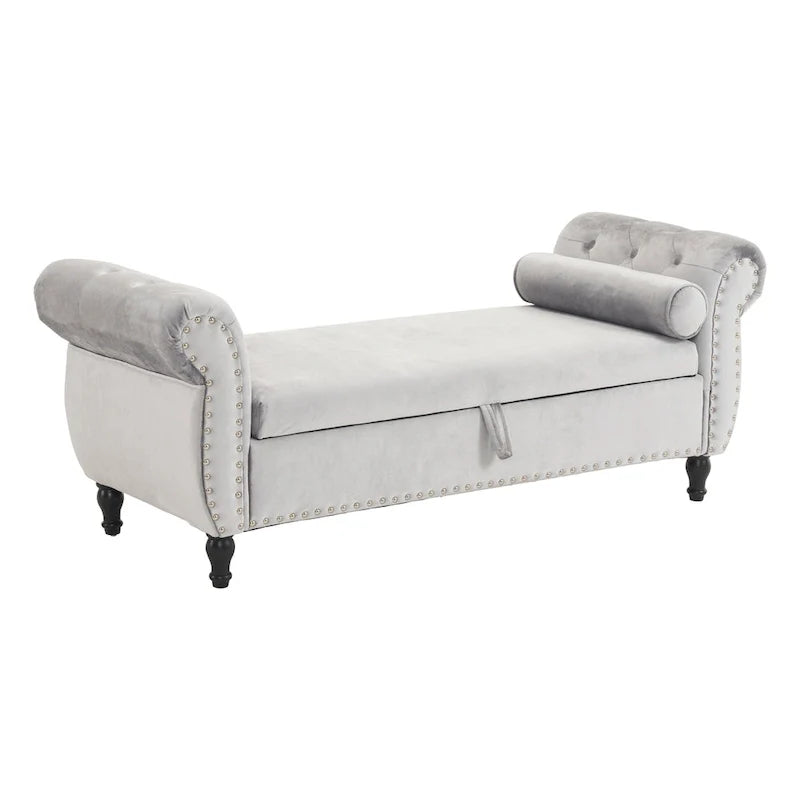 Xanthia Traditional Velvet Multifuntional Storage Ottoman Bench with Pillow by Christopher Knight Home