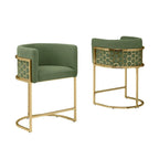 Best Quality Furniture 29 Gold Chrome Upholstered Barstools Set of 2. - N/A