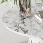 35 Faux Marble Small Round Pedestal Dining Table
