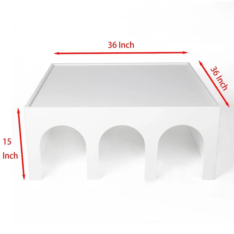 Multifunctional 4-Tier White Book Shelf & Coffee Table, Creative Furniture Floor Bookshelf, Minimalist Organizer Storage Shelves