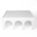 Multifunctional 4-Tier White Book Shelf & Coffee Table, Creative Furniture Floor Bookshelf, Minimalist Organizer Storage Shelves
