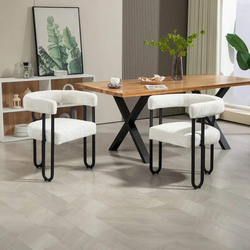 Chenille/Leather Upholstered Contemporary Designed Side Dining Chairsset of 2