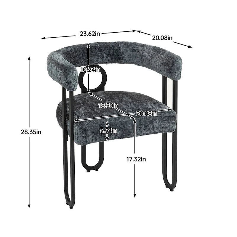 Chenille/Leather Upholstered Contemporary Designed Side Dining Chairsset of 2