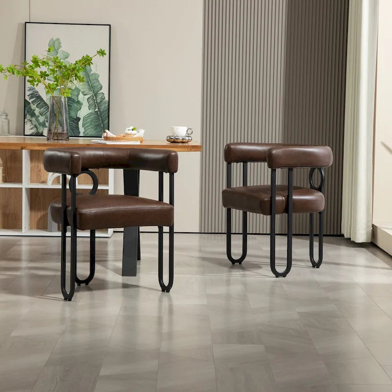 Chenille/Leather Upholstered Contemporary Designed Side Dining Chairsset of 2