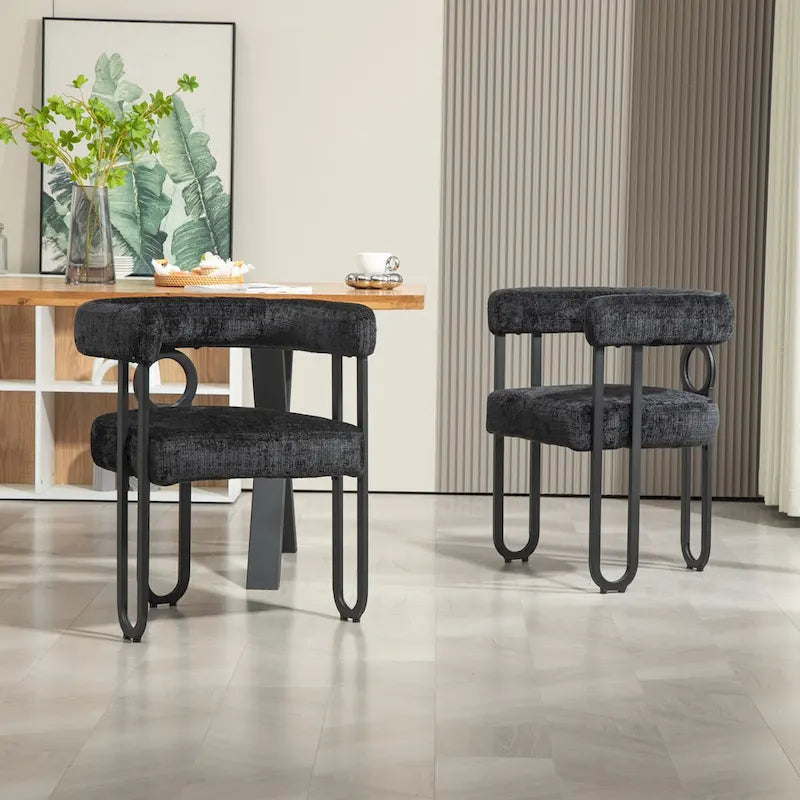 Chenille/Leather Upholstered Contemporary Designed Side Dining Chairsset of 2