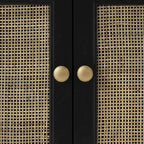 Wood Handmade 2 Drawers and 2 Door Room Cabinet with Rattan Front - Black - Roche River Decor