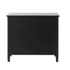 Wood Handmade 2 Drawers and 2 Door Room Cabinet with Rattan Front - Black - Roche River Decor