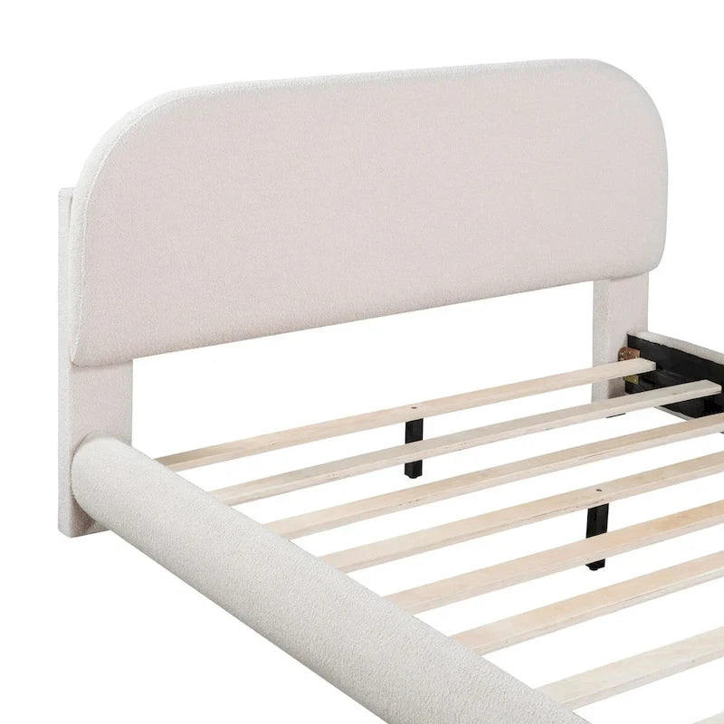 Teddy Fleece Full Size Upholstered Platform Bed with Thick Fabric