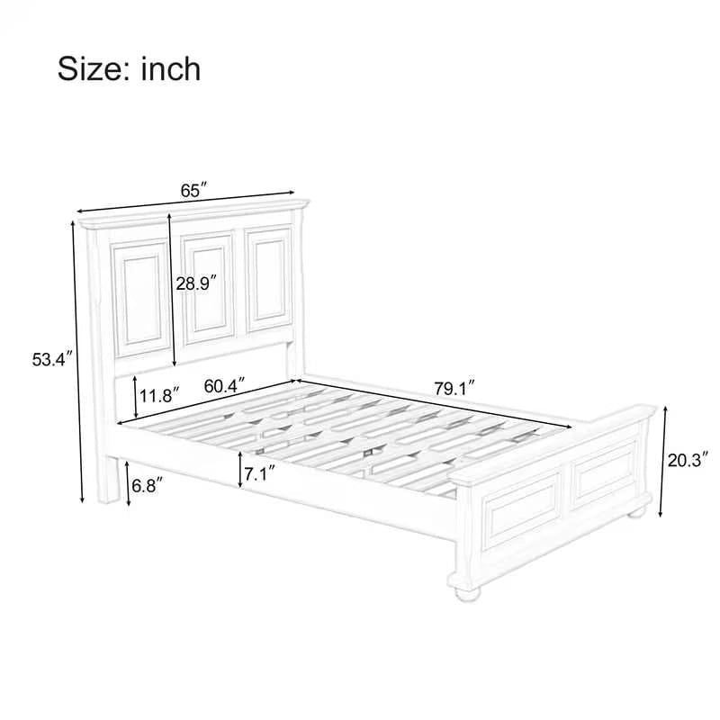 Traditional Town and Country Style Pinewood Vintage Bed Frame