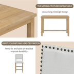 5-Piece Counter Height Dining Set, Classic Elegant Table and 4 Chairs in Natural Wood Wash